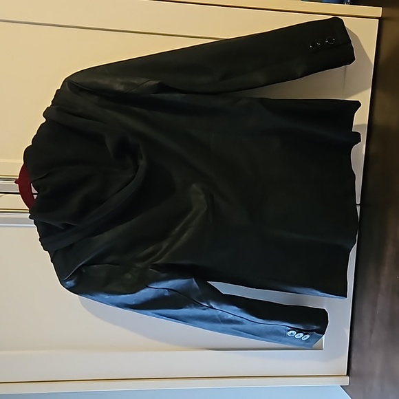 Vintage Havana black faux leather jacket with a sweatshirt insert hood - Picture 2 of 8